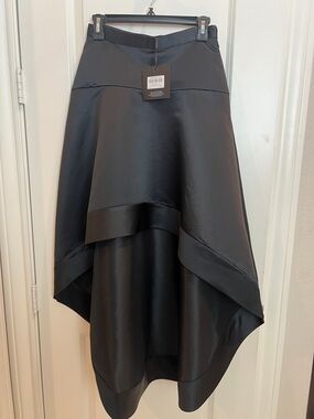 Cynthia Rowley Black Satin High-Low Skirt